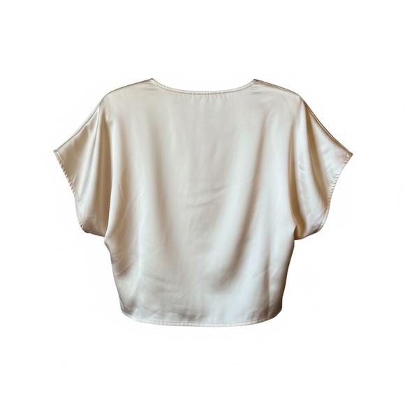 House of Harlow 1960 Women's Champagne Cream Color Satin V Neck Blouse Size L - Picture 3 of 10